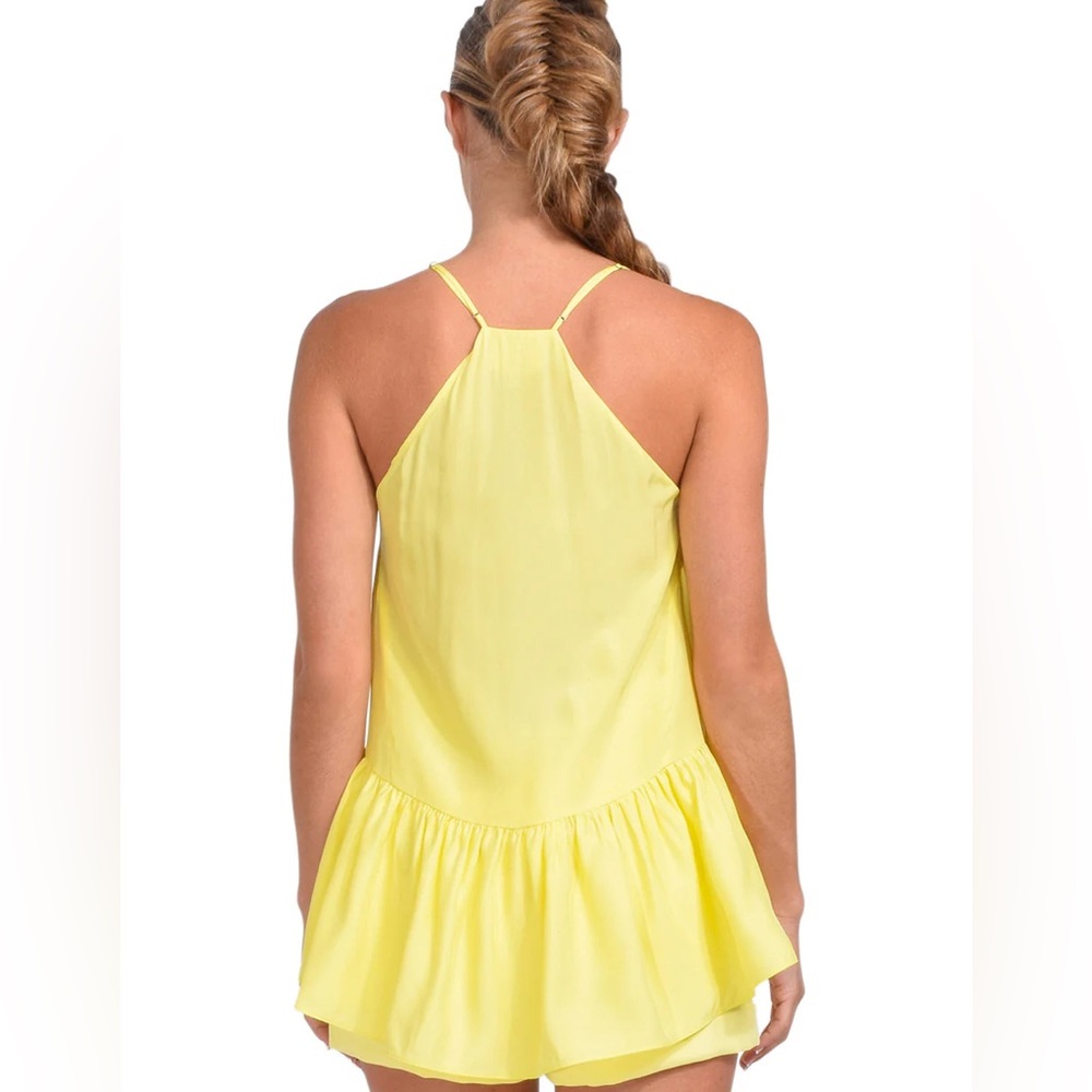 NWT Cinq à Sept Janet Silk Ruffle Peplum Racerback Top in Yellow Rose size XS - Picture 5 of 10